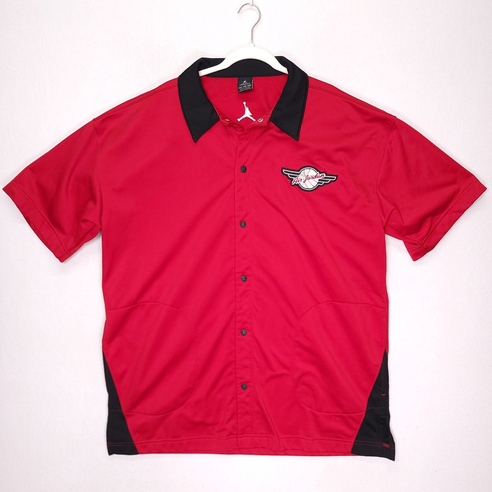 Jordan Brand Mens Red Black Snap Front Warm Up Shirt 3XL Athletic Jumpman